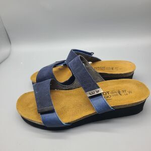 NAOT Footwear Sandals Slide Women's Navy Jacey Adjustable Straps Wedge US 6/37